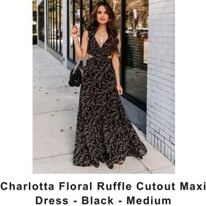 Charlotta Floral Ruffle cutout Maxi dress size “M”